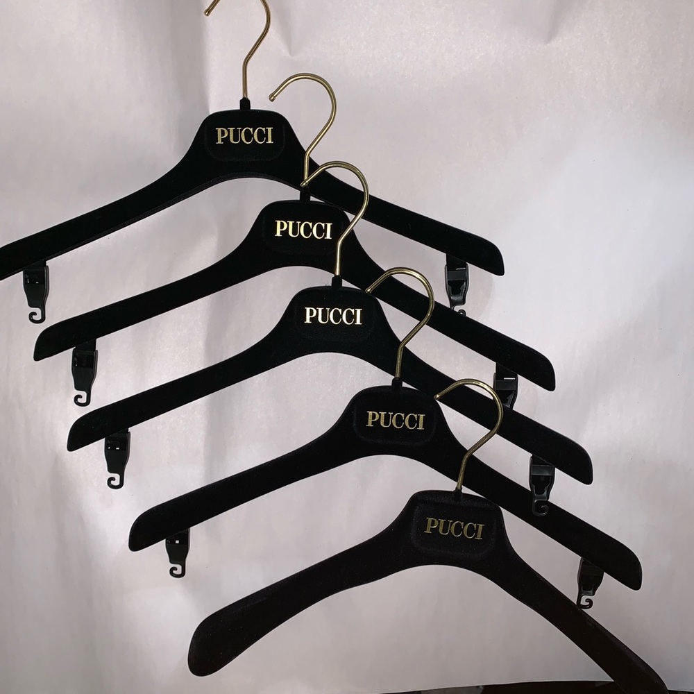 ❄️SOLD❄️ PUCCI set of 5 black velvet flock hanger